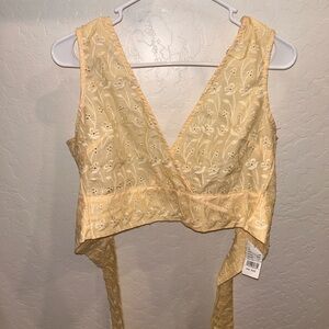 La Hearts Light Yellow Lace Top